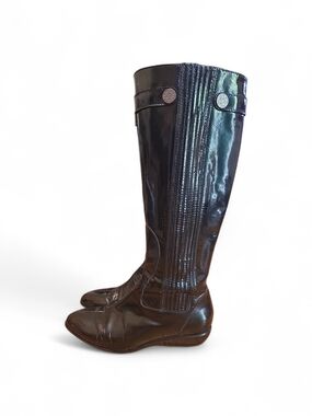 Cole Hann Nike Air Reina Black Patent Leather Riding Boots Size 8B